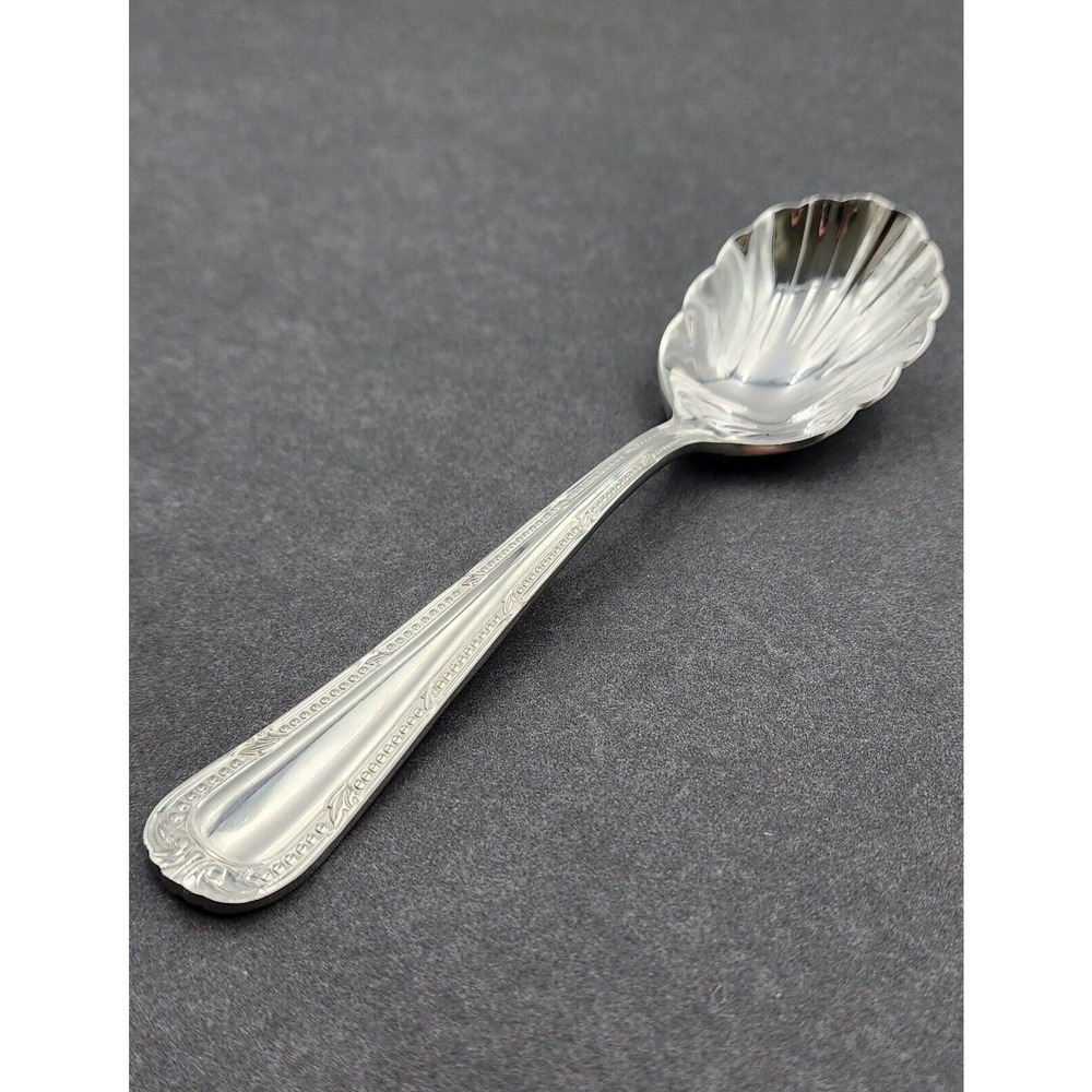 Waterford Russborough Stainless Serving Scalloped Spoon Sugar Spoon 18/10 - Picture 1 of 8